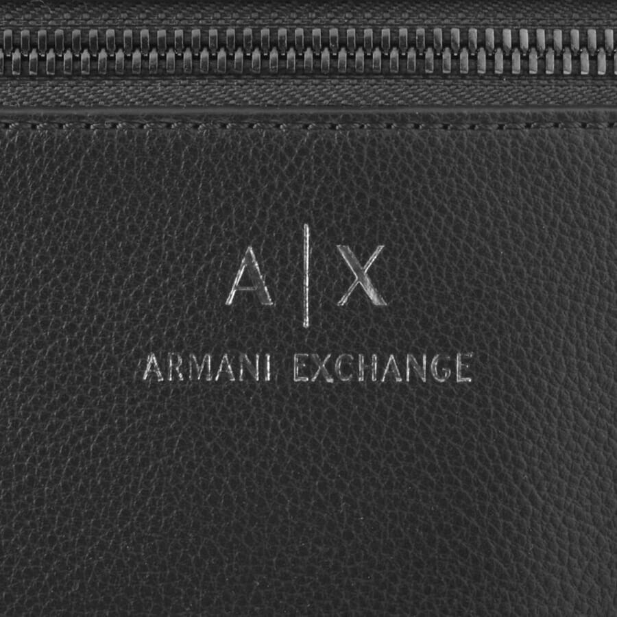 Armani Exchange オールブラック ロゴ クロスボディ 男女兼用 Armani Exchange Men's All Over Logo Crossbody Bag - Black